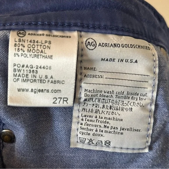 AG Adriano Goldschmidt Prima Cigarette Mid-Rise Stretch Sateen Jeans Royal Blue - Picture 5 of 15